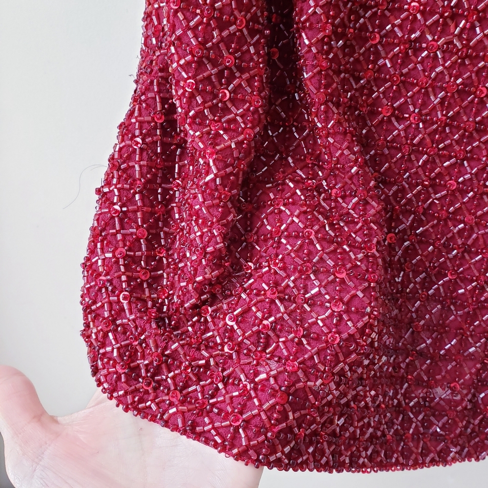 Ann Taylor Red Beaded Sequins Top - Picture 6 of 15